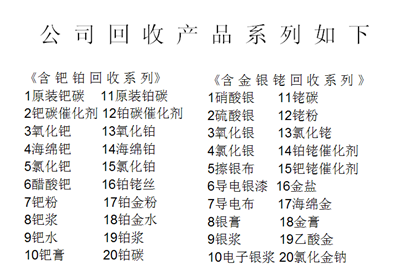 今日回收：滁州铂铱合金回收价格估价今日价格一览表